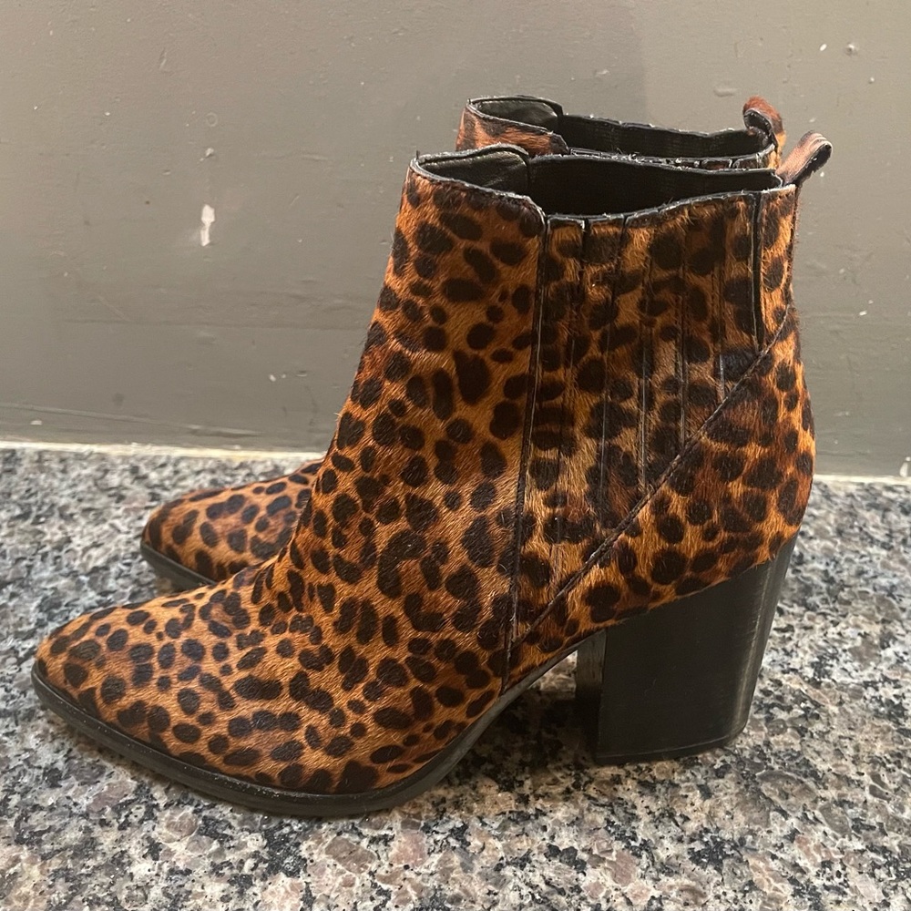 Marc Fisher Leopard Print Ankle Boots with Chunky Heel